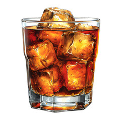 Rum and coke isolated on white background, pop-art, png

