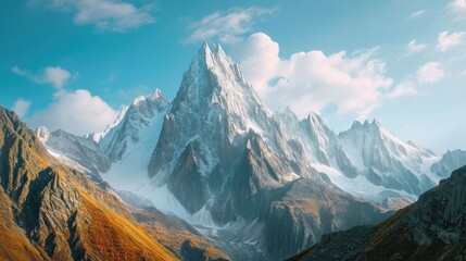 Majestic Mountain Peaks- A Breathtaking Wallpaper Background for Adventurers - obrazy, fototapety, plakaty