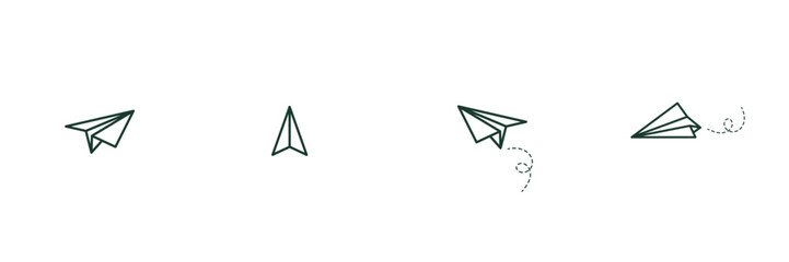 Paper airplane line icon. 4 type, simple design.Vector illustration