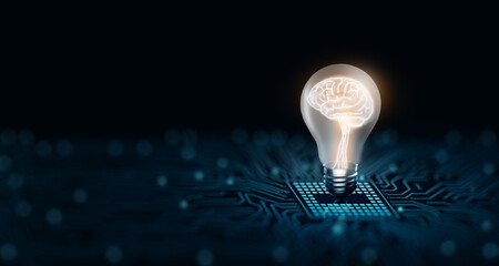 Creative and innovation inspiration. Business and Technology idea concept. 3D Rendering and Copy space.