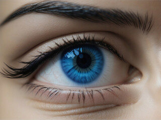 Fototapeta premium Beautiful blue woman single eye close up