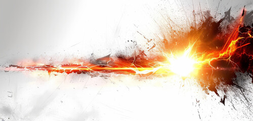 Dynamic abstract explosion illustration in black, and orange white, and fiery orange.