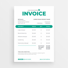 minimalist invoice template vector design