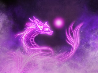 The dragon god or the “Capricorn”.  Illustration create on tablet to use for background or graphic design.