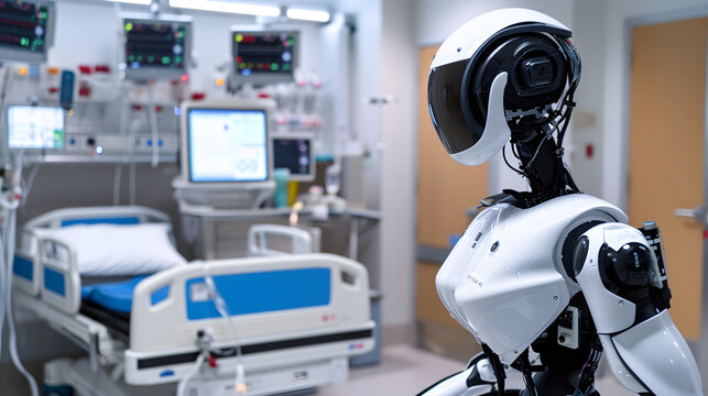 futuristic medical healthcare robot in the hospital
