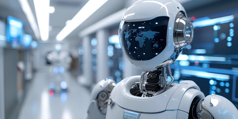 Fototapeta premium futuristic medical healthcare robot in the hospital