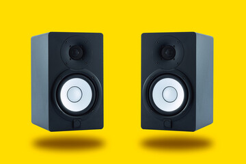 Pair of professional high quality monitor speakers for sound recording, mixing, and mastering in...
