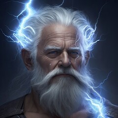 The gray-haired old man, the god of lightning, Zeus