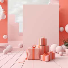 christmas gift box with boxes mockups background 