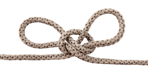 Jute. Twisted linen rope on a white background. Rope. Loop