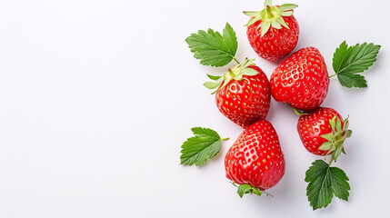 Fresh, red and tasty strawberries isolated on a white background. Ai Generative