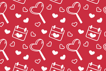 Vector love heart pattern, vector hand drawn Valentine's Day pattern, Valentine's Day background.