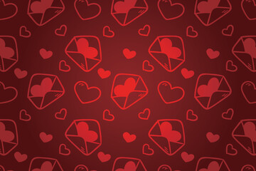 Vector love heart pattern, vector hand drawn Valentine's Day pattern, Valentine's Day background.