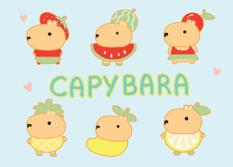 Capybara character design cartoon style.