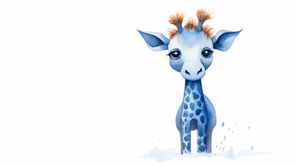 Cute baby giraffe isolated on white background. Watercolor illustration.