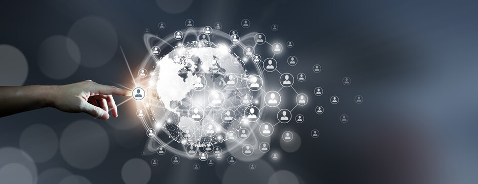 Global business connection, People connection and Network connection concept.