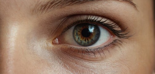  a close up of a person's eye with brown and blue eyeshades and a black circle around the center of the iris of the iris of the eye.