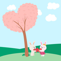 Obraz na płótnie Canvas bunny love in the forest