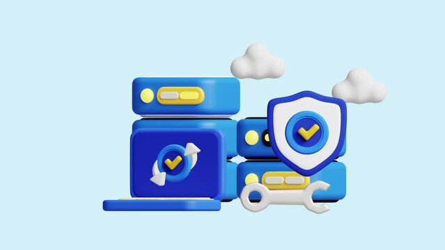 Cloud Server 3D Animated Concept. Ideal for businesses, technology, companies, websites, apps, education, marketing, and promotion. Financial Economic 3D animation,