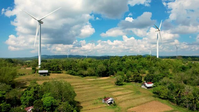 View of San Lorenzo Wind Farm in the island province of Guimaras, Philippines. Wind renewable energy in the visayas region.