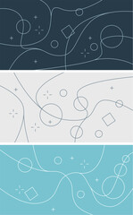 vector set of abstract backgrounds with hand drawn line arts
