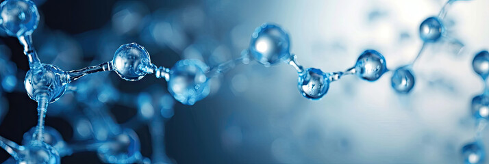 3d   molecules hydrogen  on blue background - obrazy, fototapety, plakaty