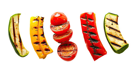 Grilled vegetables isolated on transparent background