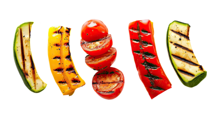 Grilled vegetables isolated on transparent background
