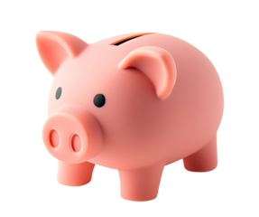 Pink piggy bank isolated on transparent background