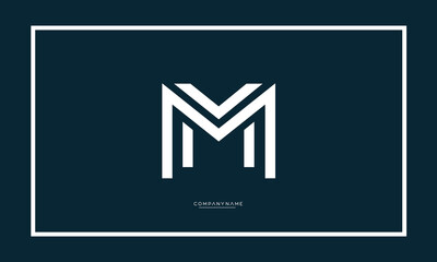MM or M Alphabet letters icon logo monogram