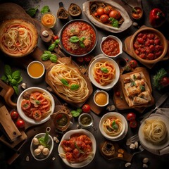 Fototapeta na wymiar delicious italian food illustration background
