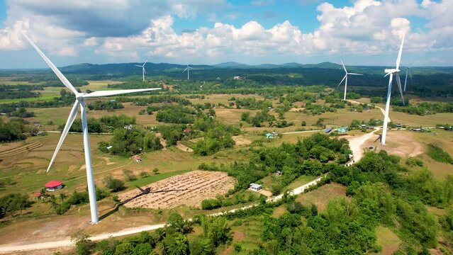 View of San Lorenzo Wind Farm in the island province of Guimaras, Philippines. Wind renewable energy in the visayas region.