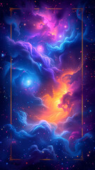 Abstract space background with frame, nebula and stars