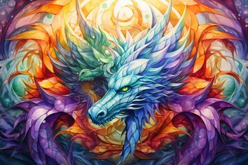 Whirling kaleidoscope dragons, casting mesmerizing patterns with their scales - Generative AI