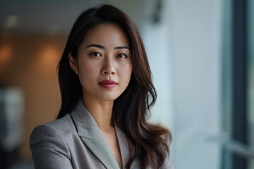 horizontal portrait of a beautiful asian businesswoman AI generated