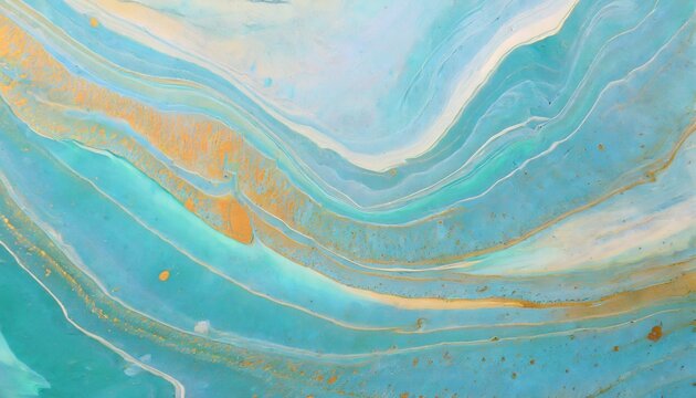 photography of abstract marbleized effect background blue mint gold and white creative colors beautiful paint banner