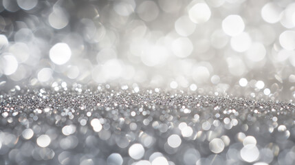 Glimmering Elegance: Abstract Silver Bokeh Symphony. Generative AI