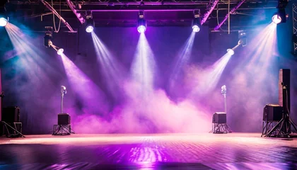 Fotobehang serenity and purple stage spotlights with a smoke © Trevin