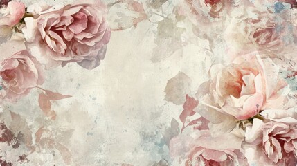  a close up of a bunch of pink flowers on a white and pink background with watercolor style flowers on the left side of the frame and on the right side of the right side of the image.