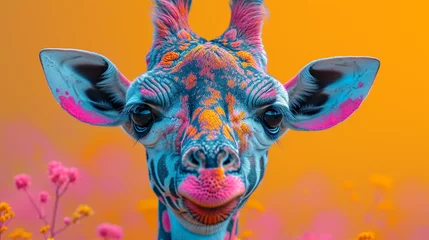 Foto op Aluminium detailed illustration of a print of colorful giraffe © Adja Atmaja