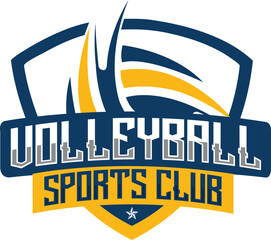 Volleyball team emblem logo design vector illustration. Volleyball sport club logo design in white background
