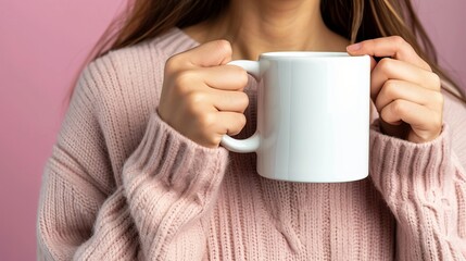 woman holding a cup of coffee mockup template