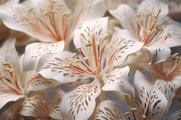 White and Peach colored 3d floral pattern design for wallpaper and background