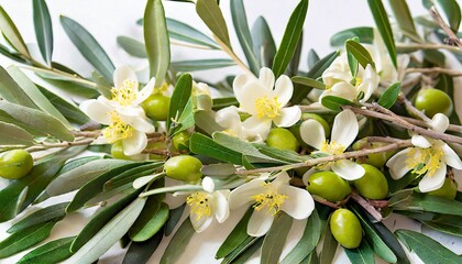 olive flowers on background file white background with generative ai