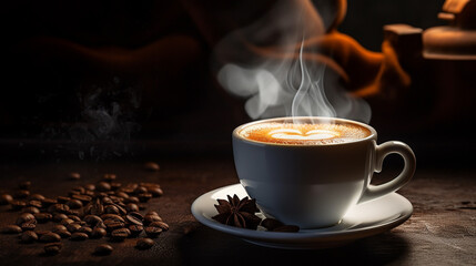 cup of coffee with beans,generate ai