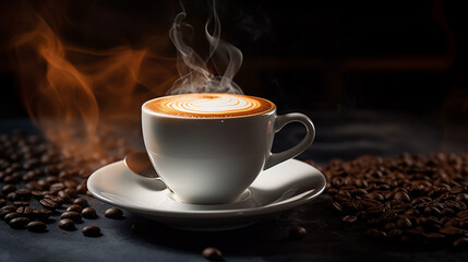 cup of coffee with beans,generate ai