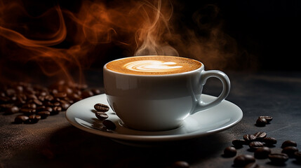 cup of coffee with beans,generate ai