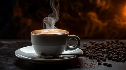 cup of coffee with beans,generate ai