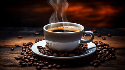 cup of coffee with beans,generate ai