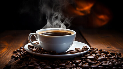 cup of coffee with beans,generate ai